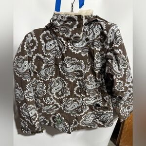 #2073-Burton Brown and White Paisley Ski Jacket